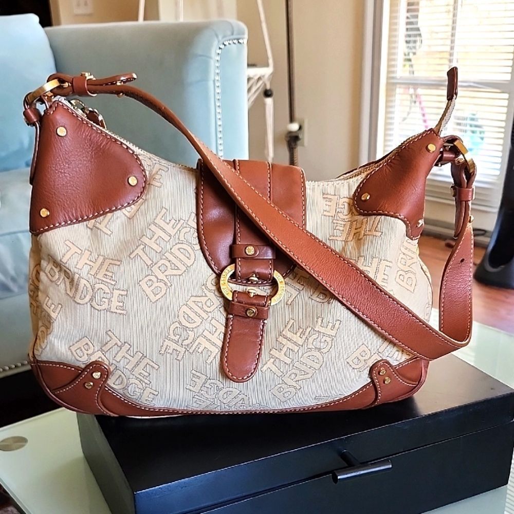 The Bridge Jacquard Leather and Canvas‎ Y2K Hobo Italian Luxe Bag